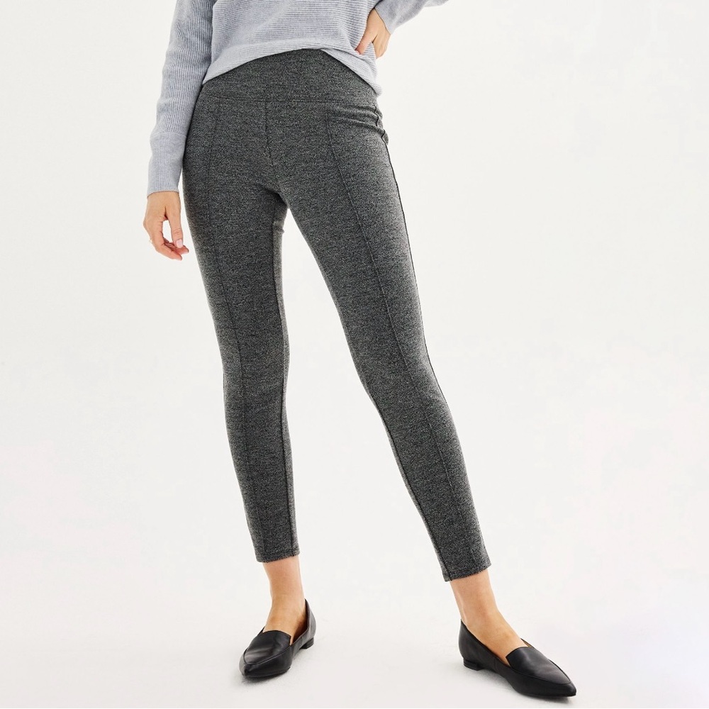 Women’s Nine West Seamed Leggings Charcoal Black Texture Size M